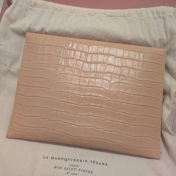 Sezane Pochette Violette Clutch - Croco Beige - Picture 2 of 8
